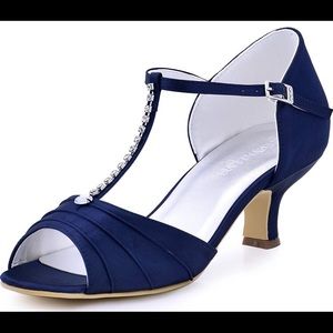 NWOT! Navy Blue Peep-Toe Heels